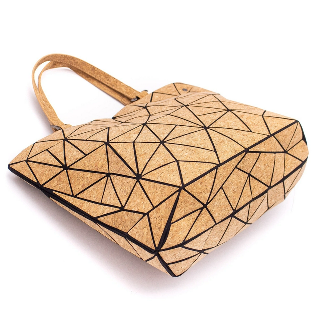 Cross-Road Geometric Cork Handbag