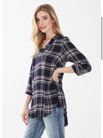 Load image into Gallery viewer, Popover Check Textured Tunic Top 7413880
