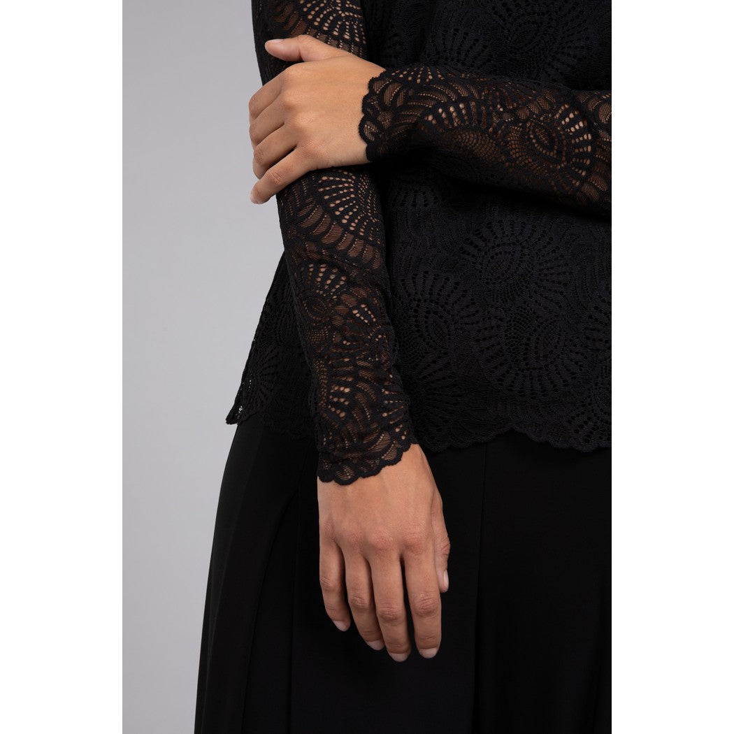 Lace Turtle Neck Barely T, Long Sleeve Top 3244-3