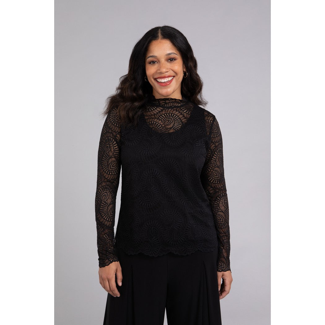 Lace Turtle Neck Barely T, Long Sleeve Top 3244-3