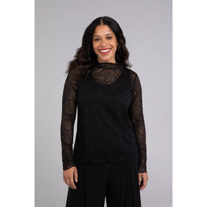 Lace Turtle Neck Barely T, Long Sleeve Top 3244-3