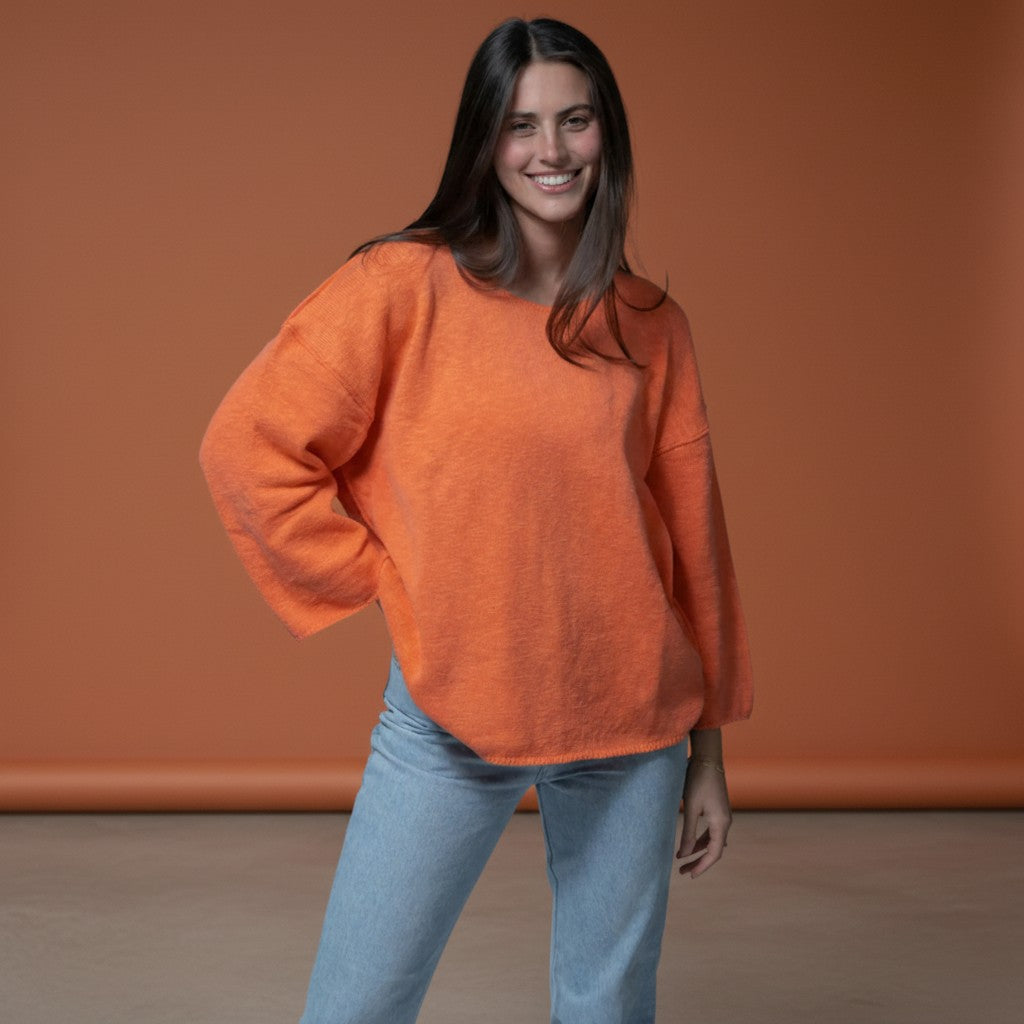 Reverse Seam Cotton Sweater 2070