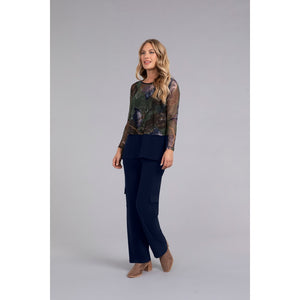 Mesh Go To Cropped T, Long Sleeve, Print Top 3238P-3
