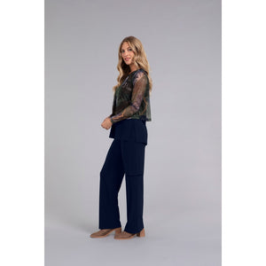 Mesh Go To Cropped T, Long Sleeve, Print Top 3238P-3