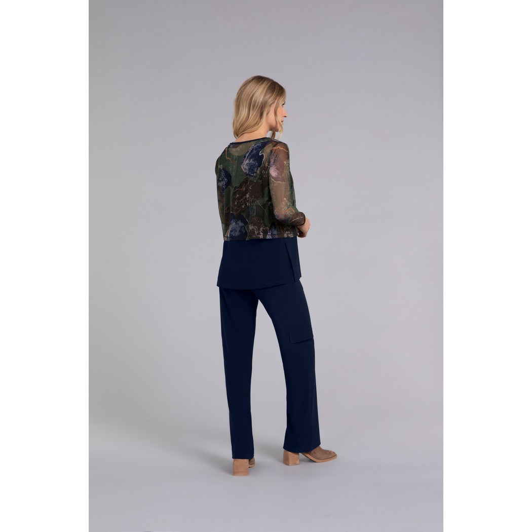 Mesh Go To Cropped T, Long Sleeve, Print Top 3238P-3