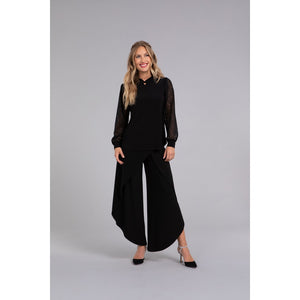Mix Lace Twist Neck Top, Long Sleeve Top 3245-3