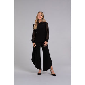 Mix Lace Twist Neck Top, Long Sleeve Top 3245-3