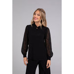 Load image into Gallery viewer, Mix Lace Twist Neck Top, Long Sleeve Top 3245-3
