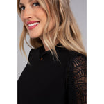 Load image into Gallery viewer, Mix Lace Twist Neck Top, Long Sleeve Top 3245-3
