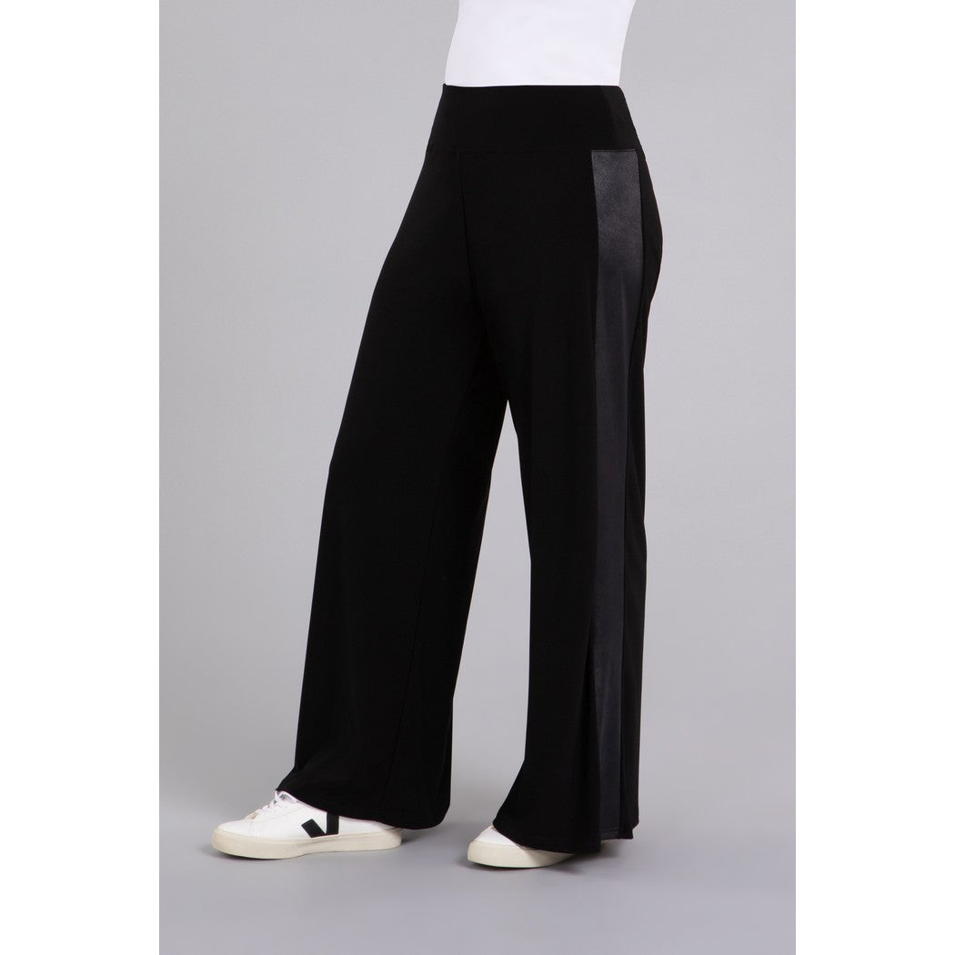 Mix Wide Leg Trouser With Faux Leather 27263V