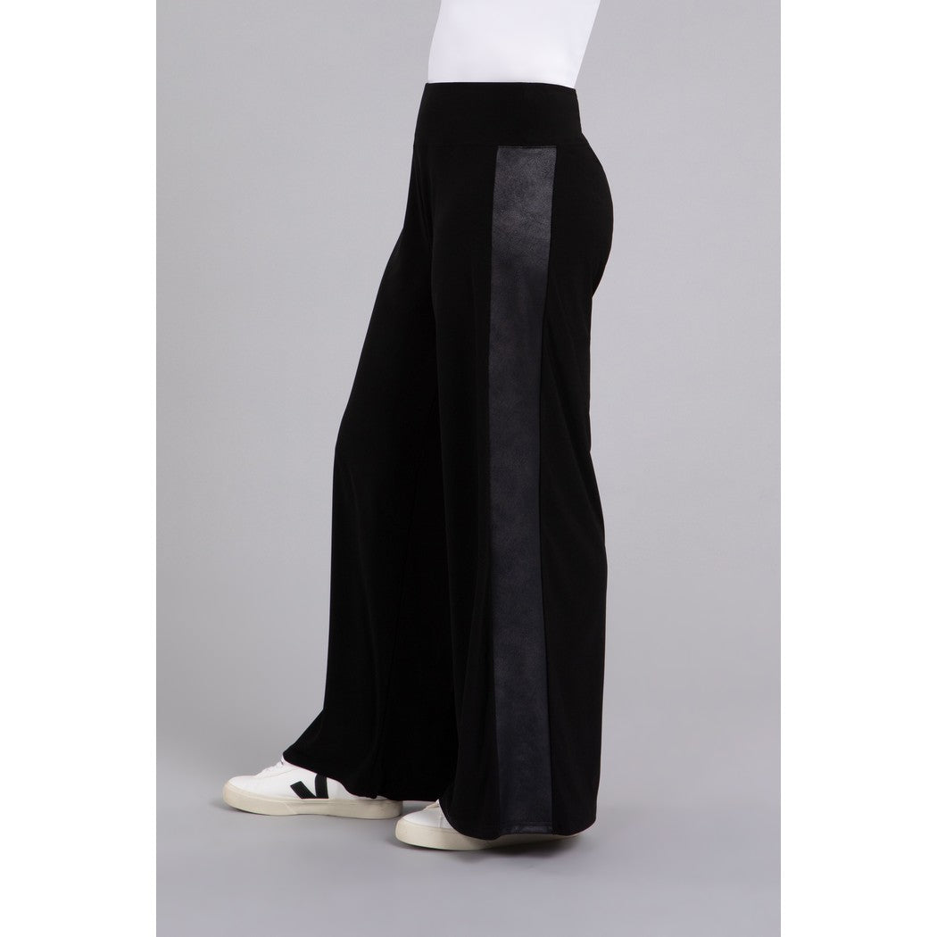 Mix Wide Leg Trouser With Faux Leather 27263V