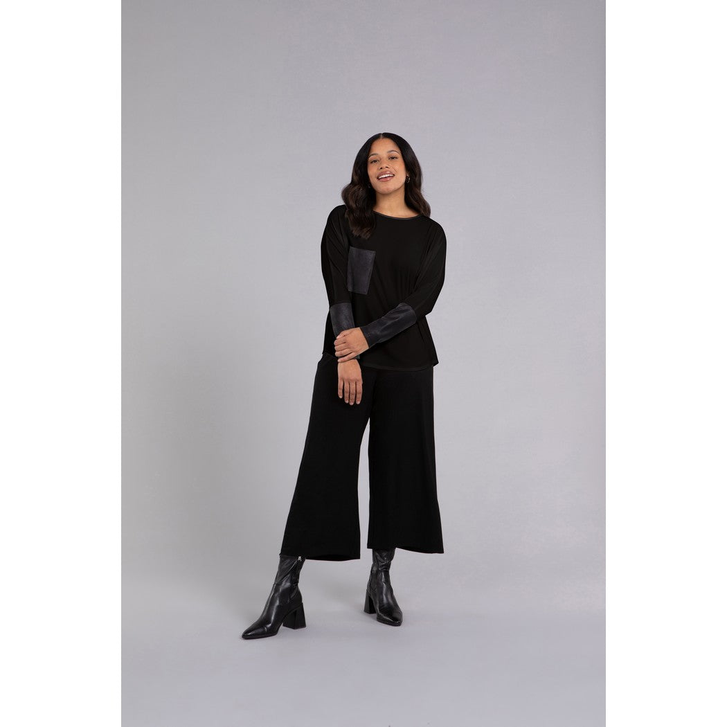 Nu Cinch With Faux Leather, Long Sleeve Top 22279V-3