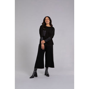 Nu Cinch With Faux Leather, Long Sleeve Top 22279V-3