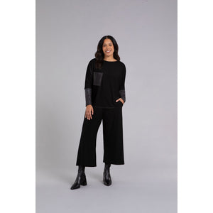 Nu Cinch With Faux Leather, Long Sleeve Top 22279V-3