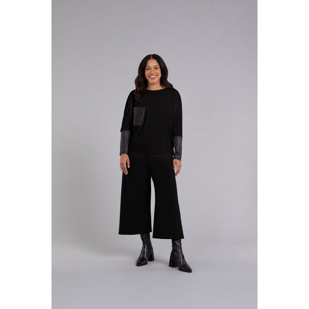 Nu Cinch With Faux Leather, Long Sleeve Top 22279V-3