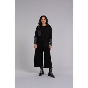 Nu Cinch With Faux Leather, Long Sleeve Top 22279V-3