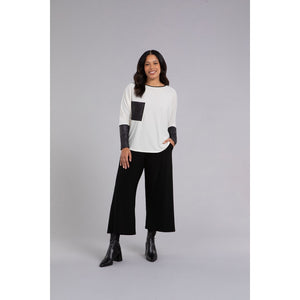 Nu Cinch With Faux Leather, Long Sleeve Top 22279V-3