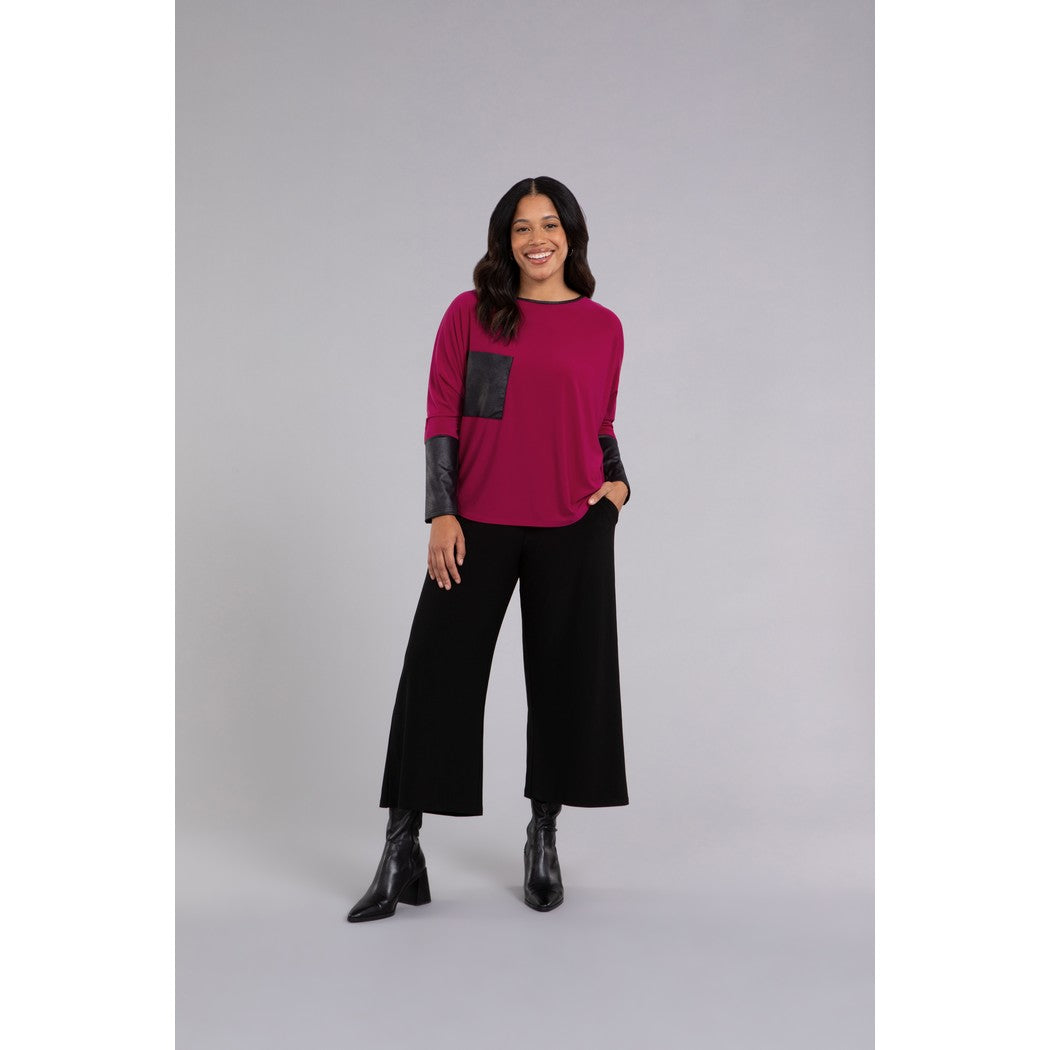 Nu Cinch With Faux Leather, Long Sleeve Top 22279V-3