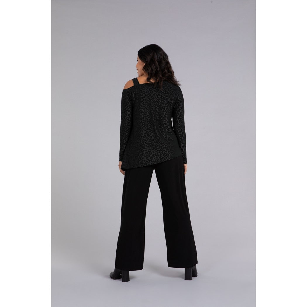 One Shoulder Top, Long Sleeve, Embossed Top 22294EJ-3