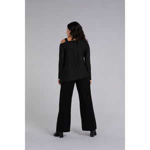 One Shoulder Top, Long Sleeve, Embossed Top 22294EJ-3