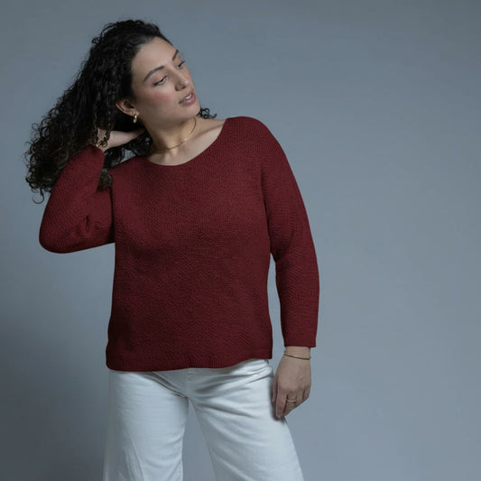 Crew Neck Button Cotton Sweater 5530