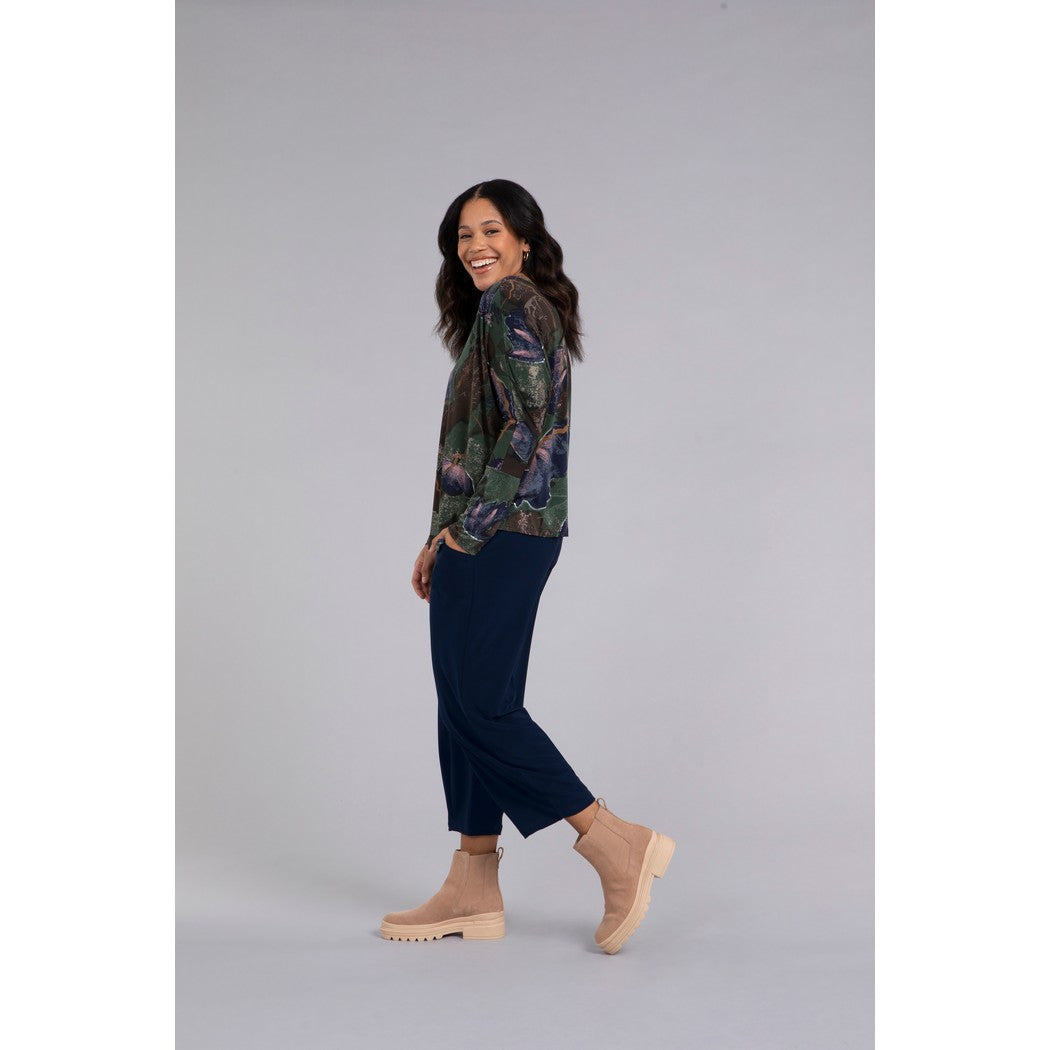 Reversible Cinch Top, Long Sleeve, Print Top 22268P-3