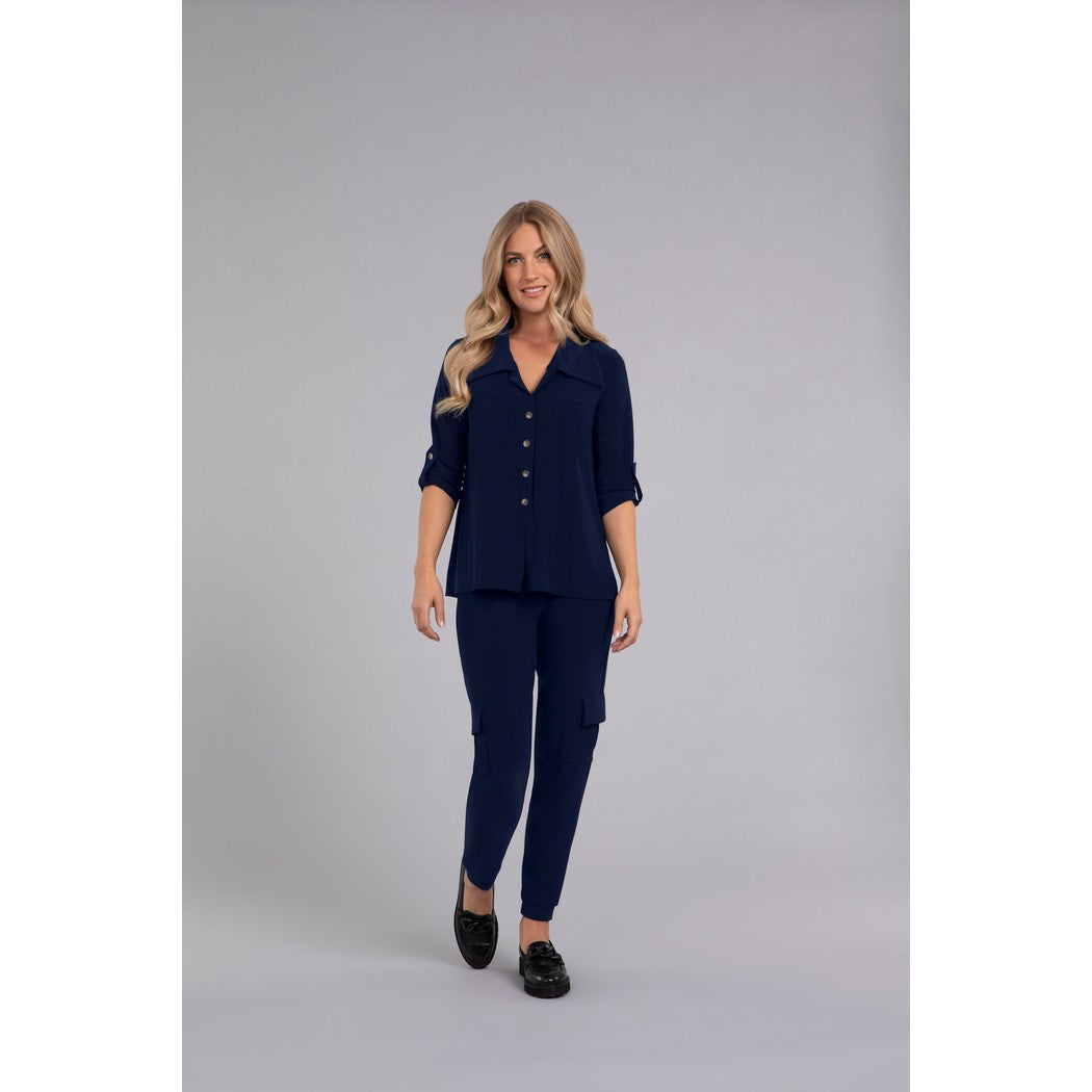 Safari Pocket Henley, 3/4 Sleeve Top 22287-2