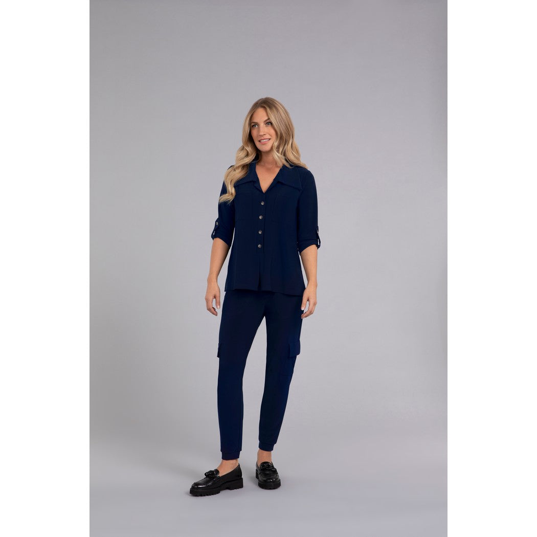 Safari Pocket Henley, 3/4 Sleeve Top 22287-2