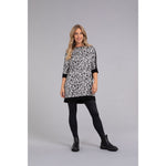 Load image into Gallery viewer, Satin Boat Neck Tunic, Elbow Sleeve, Print Top 9304P-4
