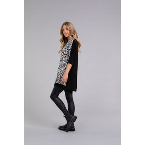 Satin Boat Neck Tunic, Elbow Sleeve, Print Top 9304P-4