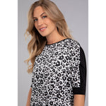 Load image into Gallery viewer, Satin Boat Neck Tunic, Elbow Sleeve, Print Top 9304P-4
