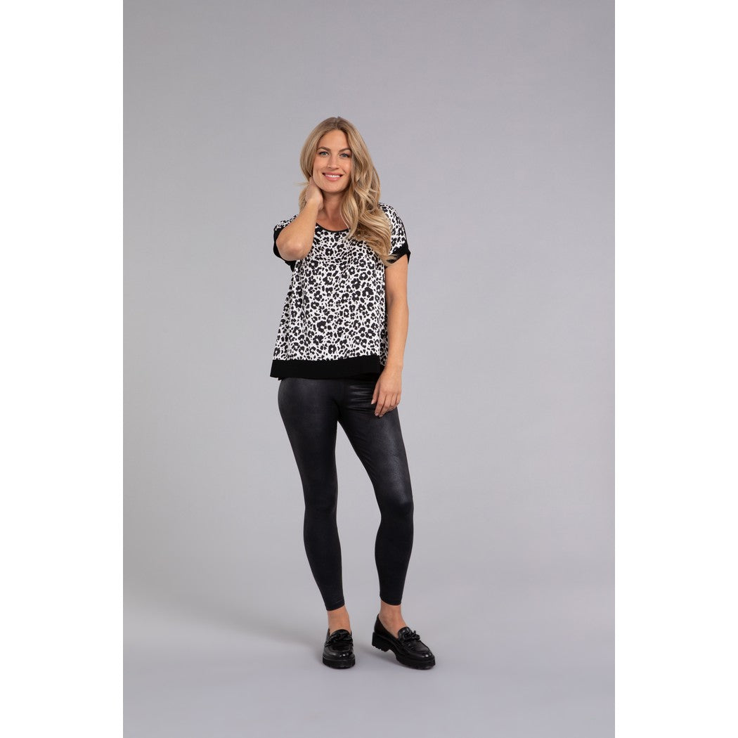 Satin Dolman Top, Cap Sleeve, Print Top 9218P-0