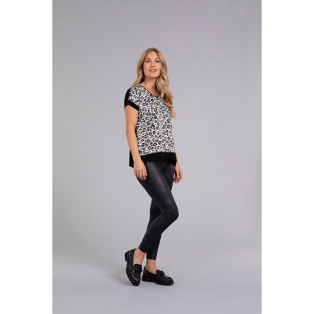 Satin Dolman Top, Cap Sleeve, Print Top 9218P-0