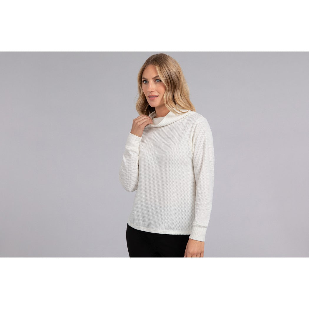 Slouch Neck Waffle Sweater, Long Sleeve K7227W-3