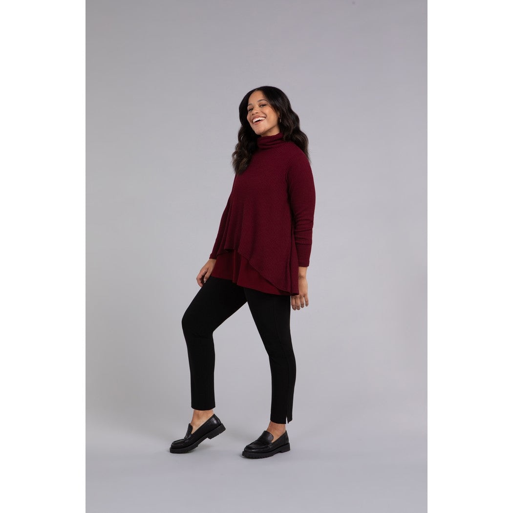 Split Back Waffle Sweater, Long Sleeve K7230W-3