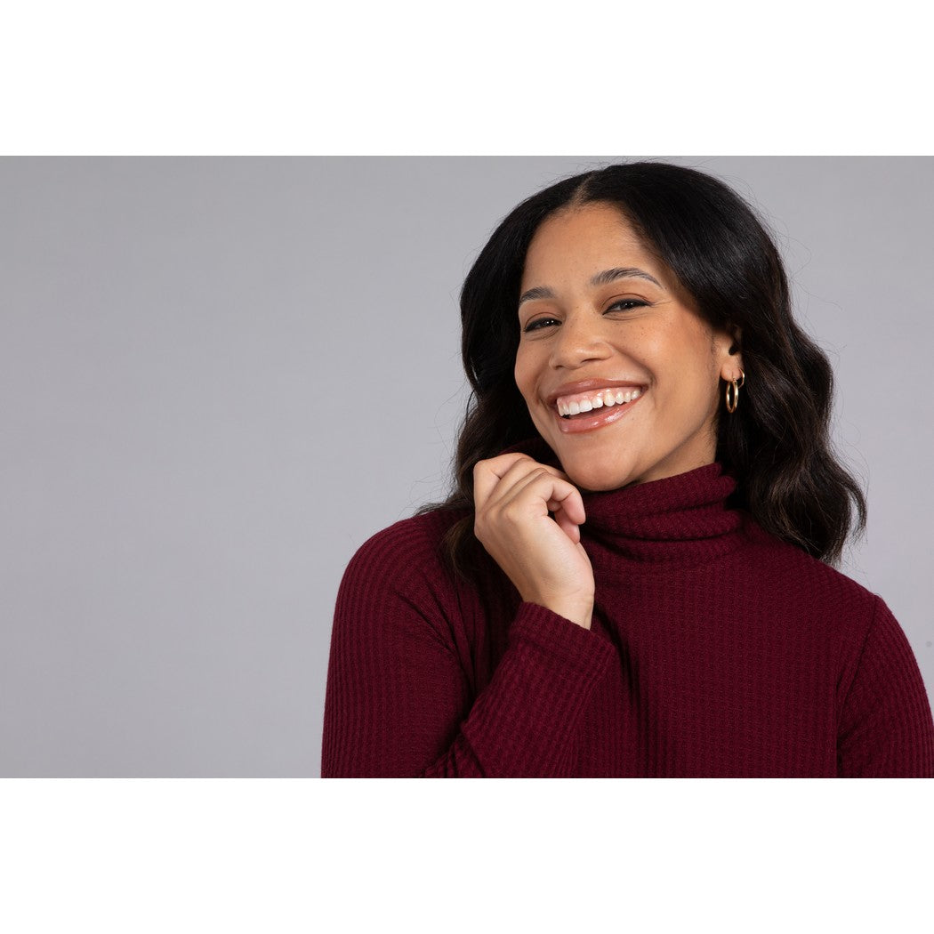 Split Back Waffle Sweater, Long Sleeve K7230W-3