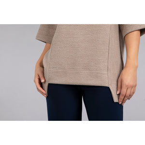 Step Hem Elbow Sleeve Rib Sweater K7228R-4