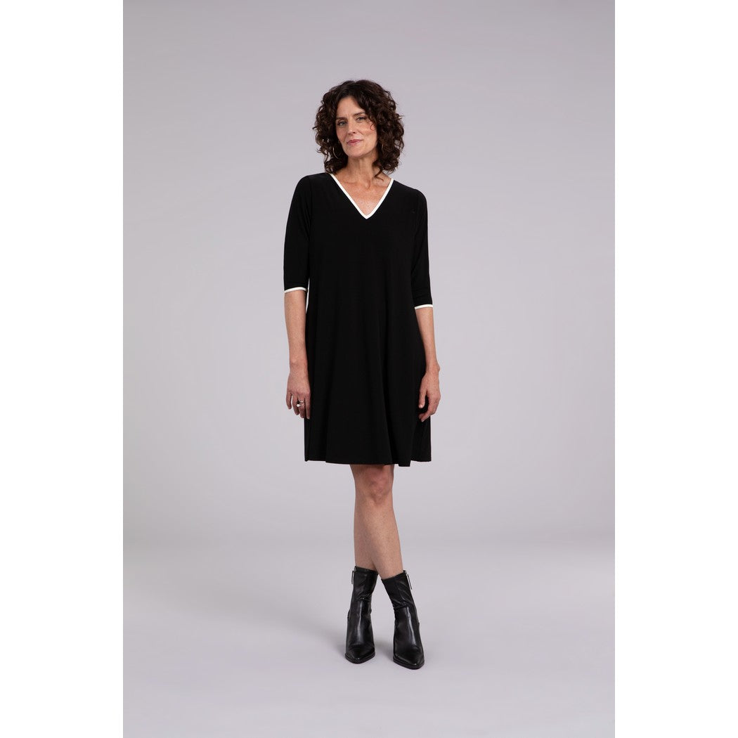 Tipped Reversible Trapeze Dress, 3/4 Sleeve 28154CB-2