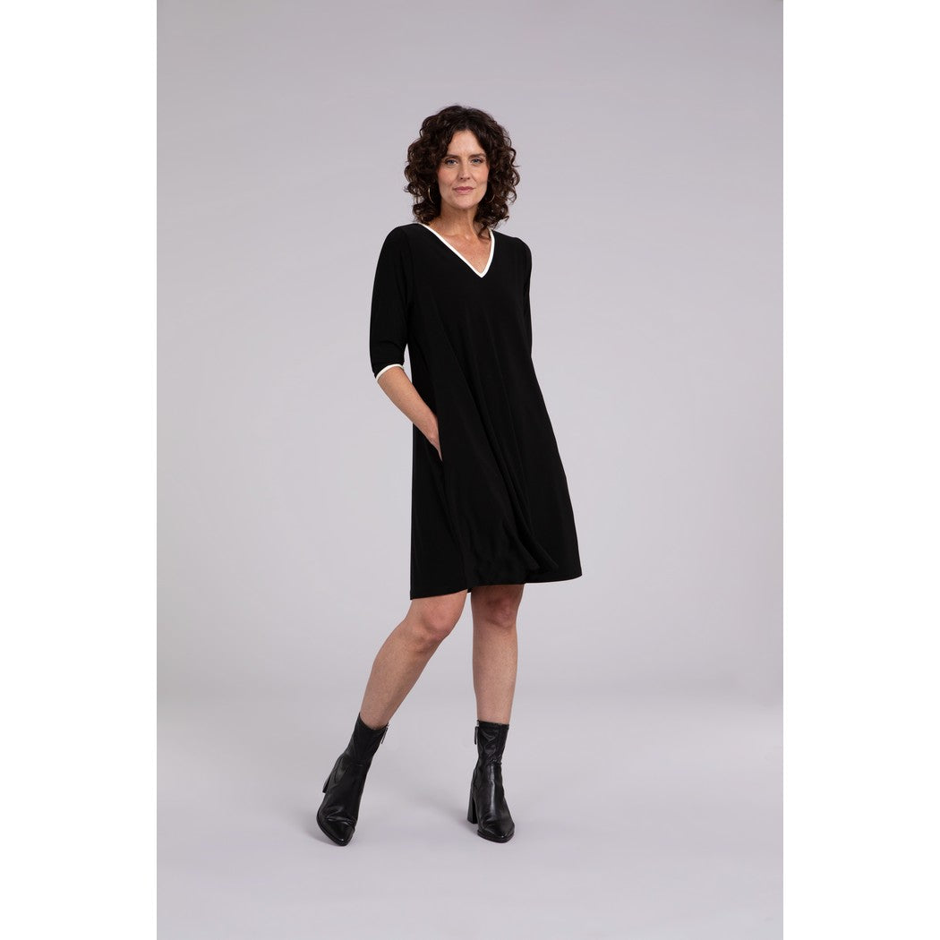 Tipped Reversible Trapeze Dress, 3/4 Sleeve 28154CB-2