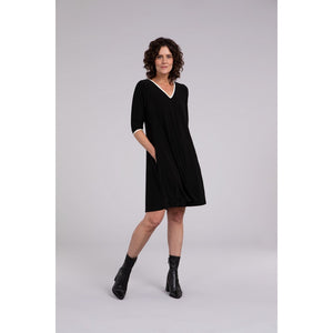 Tipped Reversible Trapeze Dress, 3/4 Sleeve 28154CB-2