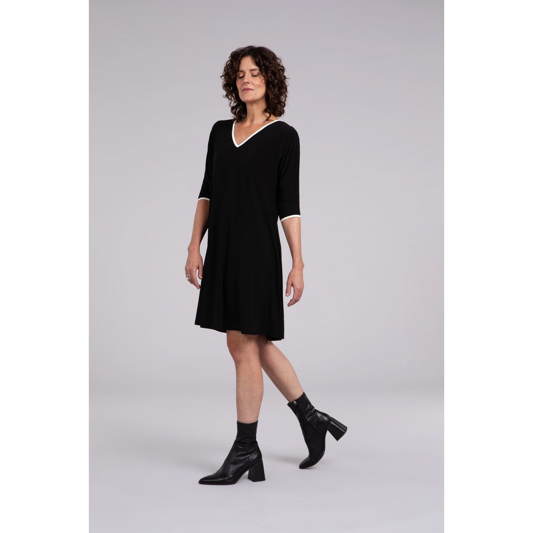 Tipped Reversible Trapeze Dress, 3/4 Sleeve 28154CB-2