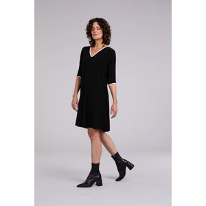 Tipped Reversible Trapeze Dress, 3/4 Sleeve 28154CB-2
