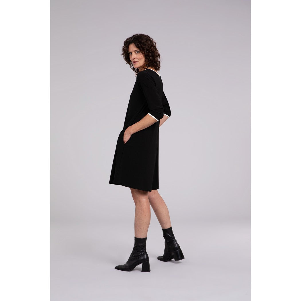 Tipped Reversible Trapeze Dress, 3/4 Sleeve 28154CB-2