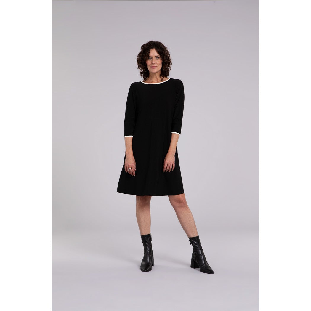 Tipped Reversible Trapeze Dress, 3/4 Sleeve 28154CB-2