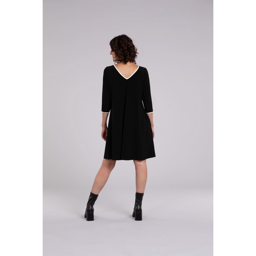 Tipped Reversible Trapeze Dress, 3/4 Sleeve 28154CB-2