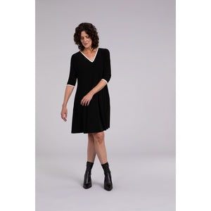 Tipped Reversible Trapeze Dress, 3/4 Sleeve 28154CB-2