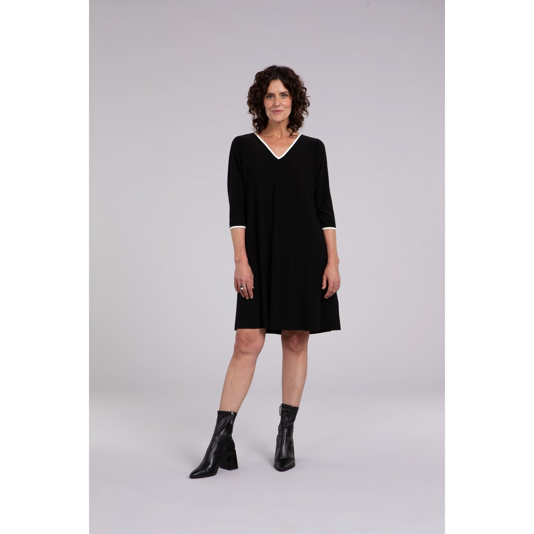 Tipped Reversible Trapeze Dress, 3/4 Sleeve 28154CB-2