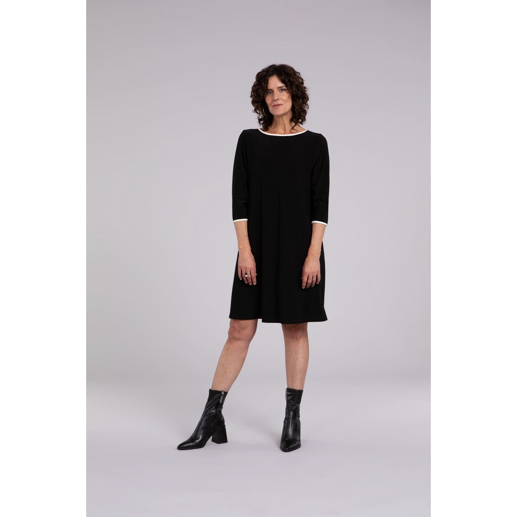 Tipped Reversible Trapeze Dress, 3/4 Sleeve 28154CB-2