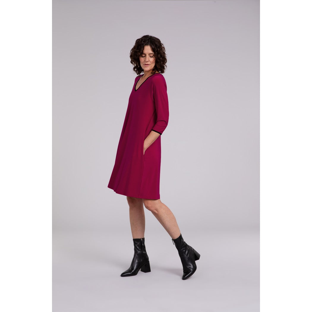 Tipped Reversible Trapeze Dress, 3/4 Sleeve 28154CB-2