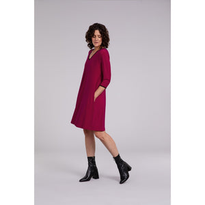 Tipped Reversible Trapeze Dress, 3/4 Sleeve 28154CB-2